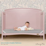 Dream On Me Asheville 4” Firm Fiber Crib & Toddler Bed Mattress, Dual-Sided, Waterproof, Greenguard Gold Certified, Lightweight, Reversible Design, Grey Embossed Vinyl Cover
