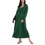 Motherhood Maternity Women’s Long Sleeve Empire Waist Maxi Pregnancy Dress, Green Pastures, Large
