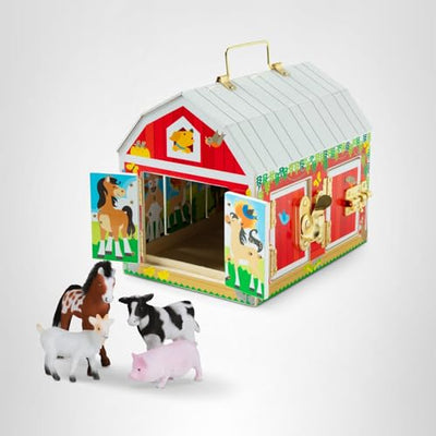 Melissa & Doug Latches Barn Toy Sensory Activity, Doors and Locks Toy, Farm Animals, for Kids Ages 3+