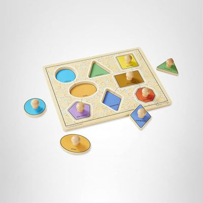 Melissa & Doug Deluxe Jumbo Knob Wooden Puzzle - Geometric Shapes (8 pcs)