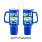 Silver Buffalo Scooby Doo Where Are You The Mystery Machine Stainless Steel Tumbler with Handle and Straw, Fits in Standard Cup Holder, 40 Ounces