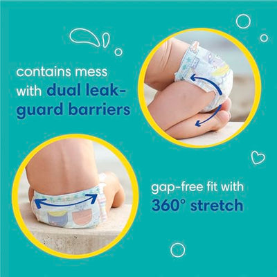 Pampers Swim Diapers - Splashers - Size 4, 18 Count, Gap-Free Disposable Baby Swimming Pants