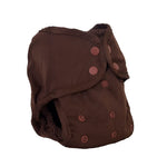 Brown diaper with buttons on a white background