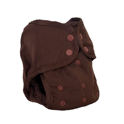 Brown diaper with buttons on a white background
