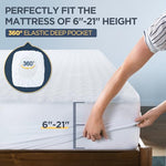 Waterproof King Mattress Protector Made from Silver-Infused Bamboo Rayon for Better Health, Odor-Free Hypoallergenic King Mattress Cover, 3D Air Quiet Bed Cover Fits 6"-21"
