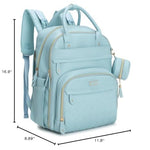 BabbleRoo Leather Diaper Bag Backpack - Baby Essentials Travel Baby Bag, Multi function, Waterproof, with Changing Pad, Stroller Straps & Pacifier Case – Unisex, Powder Blue