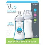 Chicco Duo 9oz Hybrid Baby Bottle, Real Glass Inside, Lightweight Plastic Outside, Patented Invinci-Glass Technology, Intui-Latch Nipple, 2-Pack, Clear/Grey