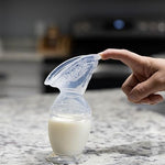 Manual Silicone Breast Pump, 5oz/150ml Milk Collector, BPA-Free with Suction Base, Leak-Proof Cap