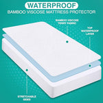 Utopia Bedding Premium Waterproof Mattress Protector Queen Size, Viscose Made from Bamboo Mattress Cover, Breathable, Fitted Style with Stretchable Pockets (White)