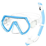 Kids Snorkel Set, Unisex Kids Swimming Goggles, Anti-Fog Diving Mask and Dry Top Snorkel Combo Set for Kids 3-14 (Blue)