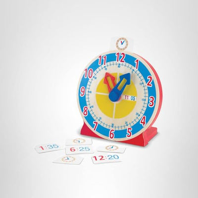 Melissa & Doug Turn & Tell Wooden Clock - Educational Toy with 12+ Reversible Time Cards