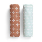 Delta Children 100% Organic Jersey Cotton Baby Receiving Blankets for Girls and Boys – 30x40 Inches - GOTS Certified (Pack of 2), Neutral Boho