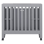 Babyletto Origami Mini Portable Folding Crib with Wheels in Grey, 2 Adjustable Mattress Positions, Greenguard Gold Certified