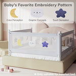 omzer 3-Piece Twin Size Bed Rail for Toddler - Adjustable Height Bed Rail for Baby with Double Child Lock - Bed railguard with Pattern - Safety Guard Rails for Twin Size Bed - 39x75x75”