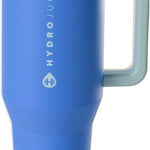 HydroJug Traveler - 40 oz Water Bottle with Handle & Flip Straw - Fits in Cup Holder, Leak Resistant Tumbler-Reusable Insulated Stainless Steel & Rubber Base - Gifts for Women & Men, Pink Sand