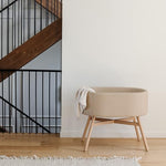 babyletto x GATHRE Capsule Bassinet in Vegan Millet Leather, Wipeable & Water Resistant
