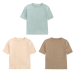 ZFTTZYMX Baby Boys Girls Solid T-Shirts Crew Neck Short Sleeve Casual Tops Toddler Kids Summer Cotton Tees