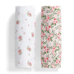 Delta Children 100% Cotton Flannel Baby Receiving Blankets for Girls and Boys – 30x30 Inches (Pack of 2), Pink Floral