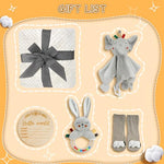 Baby Boy Gift Basket Set, Unique Baby Gift Basket Set, New Baby Boy Gift Basket, New Baby Gift Basket Set with Baby Blanket, Baby Rattle, Bunny, Keepsake Milestone, Elephant Toy, Baby Socks