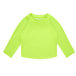 babygoal Baby Fluorescent Green Long Sleeve Rash Guard Shirt with UPF 50+ Sun Protection for Baby Toddler Boy & Girl Beach Pool Swimming SY02-6-12M-B