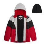 LONDON FOG Baby Boys' Heavyweight Hooded Puffer Jacket with Sherpa-Lined Hood & Fleece Beanie, Red, 12 Months