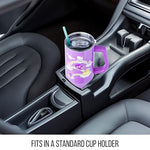 Silver Buffalo Sanrio Hello Kitty and Friends Cinnamoroll, Kuromi, Chococat, Badtz-Maru, Keroppi, My Melody, Pompompurin Stainless Steel Tumbler with Handle and Straw, Fits in Cup Holder, 40 Ounces