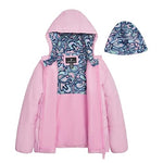 LONDON FOG Baby Girls' Heavyweight Quilted Puffer Jacket with Fleece Beanie, Lilac Pink, 24 Months