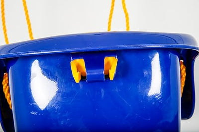 Gorilla Playsets 04-0032-B High Back Plastic Infant Swing with Yellow T bar & Rope, Blue with Yellow