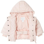 Amazon Essentials Baby Girls' Heavyweight Hooded Puffer Coat, Water-Resistant, Light Mauve, 18 Months