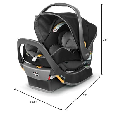 Chicco KeyFit 35 ClearTex Infant Rear-FacingCar Seat and Base for Infants 4-35 lbs, Includes Head and Body Support, Compatible with Chicco Strollers, Baby Travel Gear | Shadow/Black