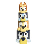 TOMY Toomies Bluey Bath Toys - Bluey's Family Pourers - Includes Chilli, Bandit, Bingo and Bluey Figures - Nesting and Stacking Cups for Bath, Beach or Pool - 4 Count - Ages 18 Months and Up