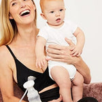 Motherhood Maternity Women's Hands Free Pumping Seamless Nursing Bra, Black, Large