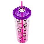 Silver Buffalo Sanrio Hello Kitty Halloween Costume Black Cat and Candy Plastic Cold Cup with Lid and Straw Topper, 24 Ounces