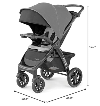 Chicco Bravo LE ClearTex Quick-Fold Stroller - Pewter | Grey