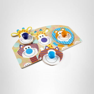 Melissa & Doug First Play Wooden Jumbo Knob Safari Animal Puzzle (3 pcs) Large Puzzles for Babies and Toddlers Ages 1+