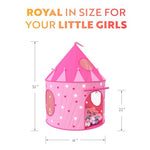 Playz 5-Piece Princess Castle Girls Pop Up Play Tent & Dress Up Costume Bundle - Playhouse Gift for Girls & Toddler for Indoor & Outdoor Use with Pink Fairy Tale Carrying Bag & Glow in The Dark Stars