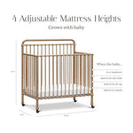 Namesake Winston 4-in-1 Convertible Mini Crib w/Removable Wheels - Converts to Toddler Bed, Daybed & Twin-Size Bed - GREENGUARD Gold Certified - 4 Adjustable Heights - Durable Metal, Easy to Assemble