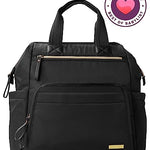 Skip Hop Diaper Bag Backpack: Mainframe Large Capacity Wide Open Structure with Changing Pad & Stroller Attachement, Black with Gold Trim