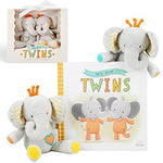 Tickle & Main We Are Twins Book & Set of 2 Plush Elephant Rattles for Baby, Toddler, Twins, Boys, or Girls - Twins Book