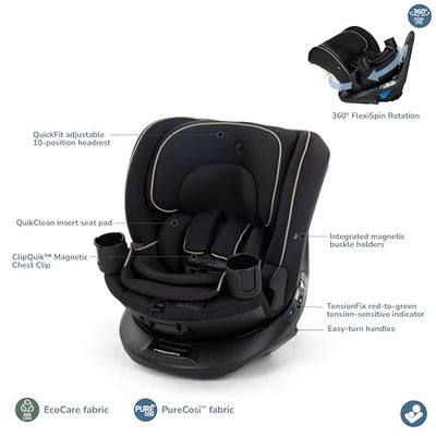 Maxi-Cosi Andi 360 Rotating All-in-One Baby Convertible Car Seat, Rear Facing, Forward Facing Infant Toddler Booster, Easy Rotation, Tension System, Harness Adjust, Caspian Caviar
