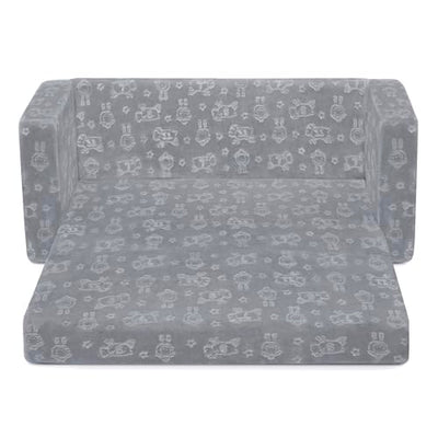 Delta Children - Serta Perfect Sleeper Kids 2-Seater Sofa, Convertible 2-in-1 Flip Open Toddler Couch Sleeper, Foam Chair for Playroom & Bedroom, Bed Lounger, Comfy Play Sleeping Lounge Chair, Grey