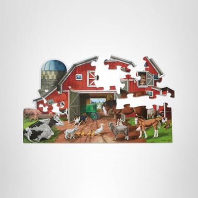 Melissa & Doug Busy Barn Shaped Jumbo Floor Puzzle (32 Pieces, 2 x 3 Feet), Jigsaw Puzzle for Preschoolers and Kids Ages 3+ - FSC Certified