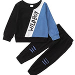 Kucnuzki 2T Boys Clothes Kids Blue Cotton Sweatshirt & Sweatpants Set 2T-3T Boy
