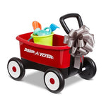 Radio Flyer My 1st Wagon 2-in-1 Walker & Pull Wagon with Beach and Garden Tools for Toddlers Ages 1-4, Red Amazon Exclusive