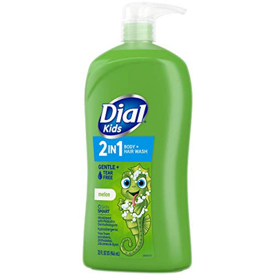 Dial Kids all in one hair, body wash and bubble bath, Tear free and gentle on skin, Melon Scent, 32 fl oz
