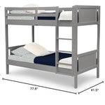 Delta Children Convertible Twin Over Twin Wood Bunk Bed with Ladder and Guardrails – Use as Bunk Bed or 2 Stand-Alone Twin Beds, Grey