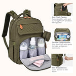 BabbleRoo Diaper Bag Backpack, Travel Backpack with Changing Pad, Pacifier Case & Stroller Straps, Multifunction, Waterproof, Unisex – Army Green