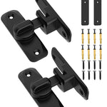 90/180 Degree Barn Door Lock, Small Flip Gate Latches Hardware, Door Security Sliding Door Latch Lock fo Cabinets, Barn Door, Bathroom, Gardenr Doors (Black-2Pcs)