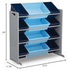 Delta Children Kids Toy Storage Organizer with 12 Plastic Bins - Greenguard Gold Certified, Grey/Blue