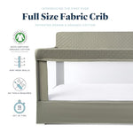 Baby Delight Lunaire Full Size Crib & Playard | Breathable Mesh Baby Crib | Tool-Free Assembly Baby Bed | 100% GOTS Certified Organic Cotton Fabric | Organic Sage
